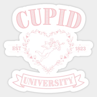 Cupid University T-Shirt, Cute Valentine's Day Shirt, Cute College Sweatshirt Classic T-Shirt, Pink Sticker